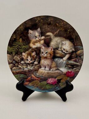 Jurgen Scholz Am Seerosenteich Collector Plate 1996 Kahla, BradfordExchange CATS